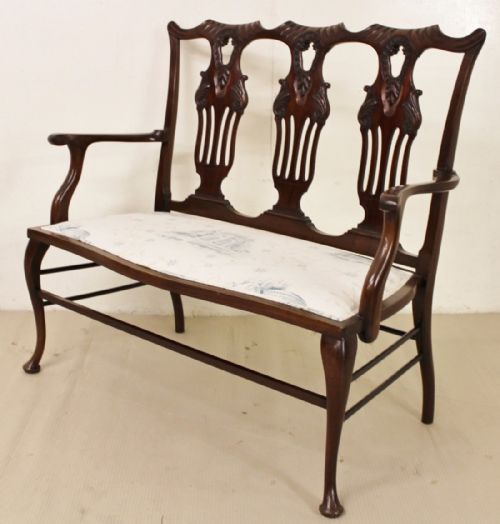 Carved Mahogany Settee