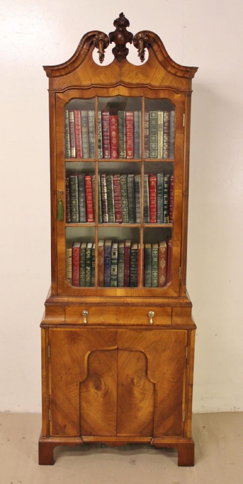 Superb Burr Walnut Display Bookcase