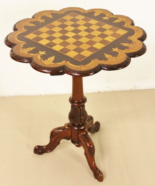 Victorian Inlaid Walnut Chess Top Table