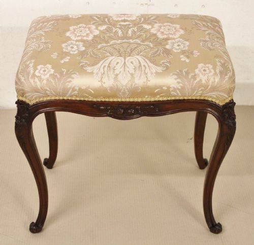French Mahogany Upholstered Stool