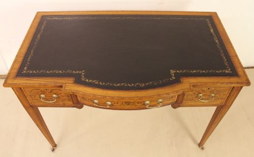 fig 1. Inlaid Satinwood Writing Table by Maple and Co