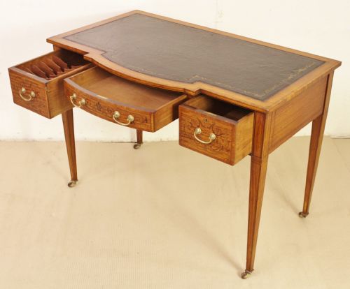 fig 3. Inlaid Satinwood Writing Table by Maple and Co