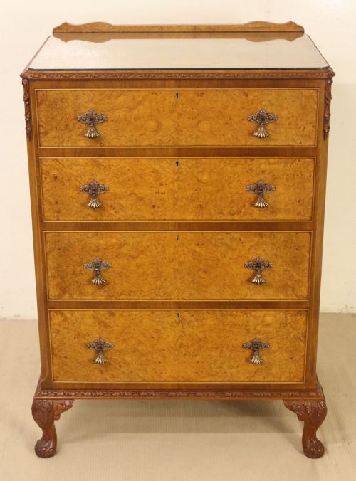 fig 2. Burr Walnut 6 Piece Bedroom Suite in the Queen Anne Style