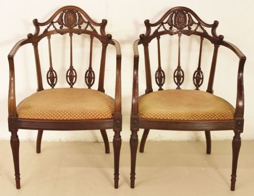 Pair of Mahogany Adams Style Armchairs