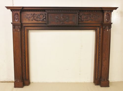 Large Adams Style Neo Classical Mahogany Fire Surround