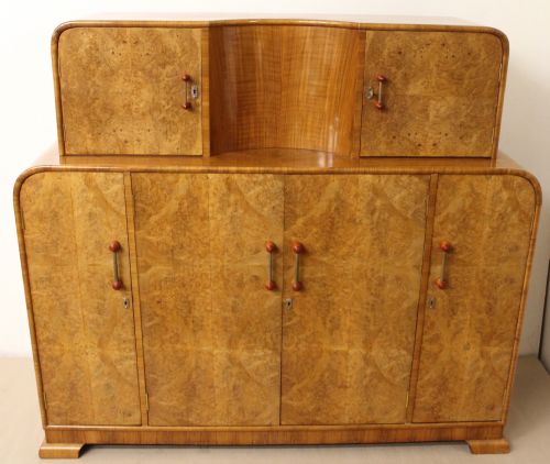 Art Deco Burr Walnut Side Cabinet