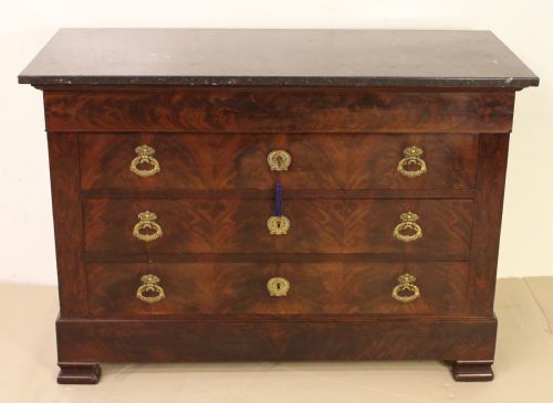 French Mahogany Marble Topped Commode