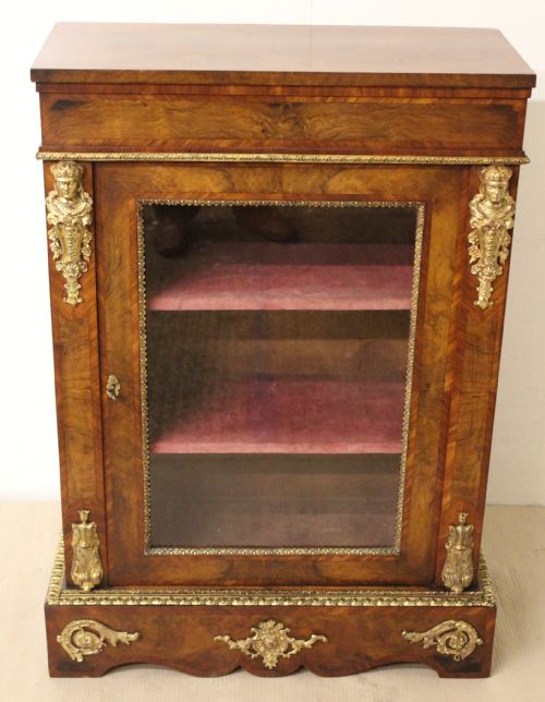 Superior Victorian Burr Walnut Pier Cabinet