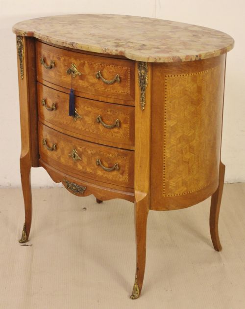Bow Ended French Marble Topped Commode