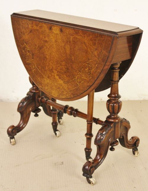 Victorian Inlaid Burr Walnut Baby Sutherland Table
