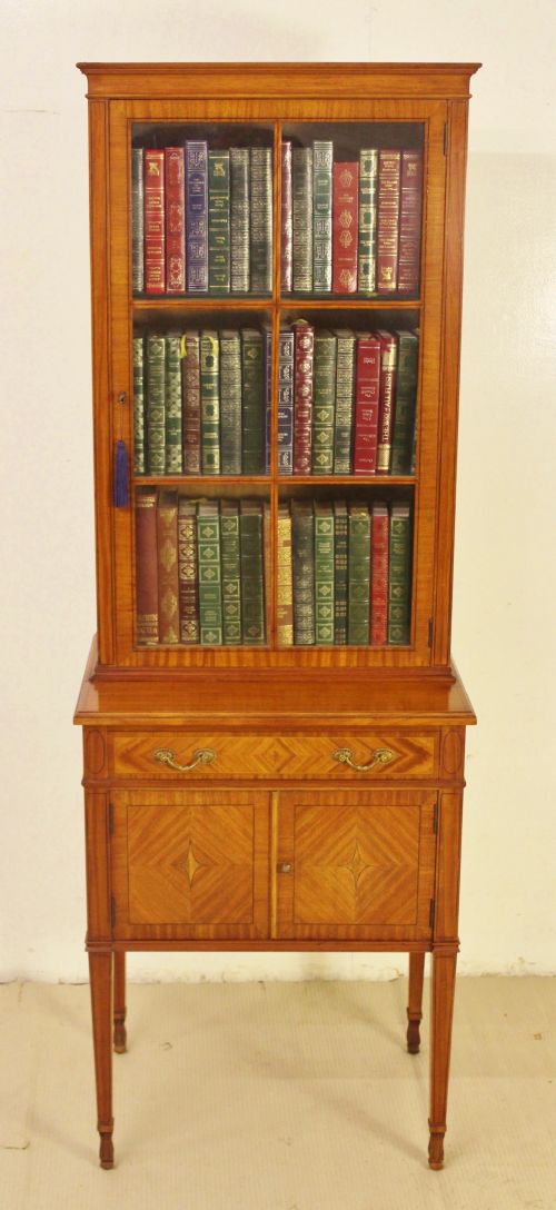 Inlaid Satinwood Bookcase Cabinet