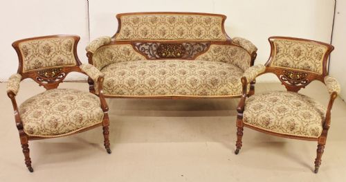 3 Piece Inlaid Rosewood Salon Suite