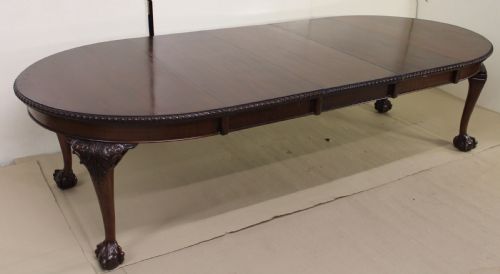 Mahogany 3 Leaf Chippendale Style Dining Table