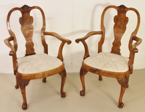 Pair of Walnut Armchairs