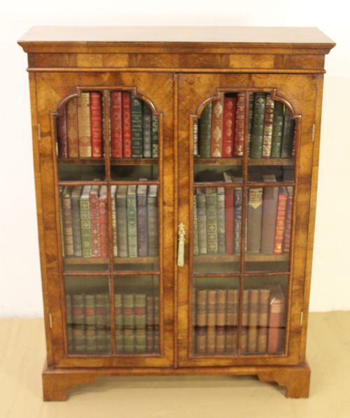 Burr Walnut Glazed Bookcase
