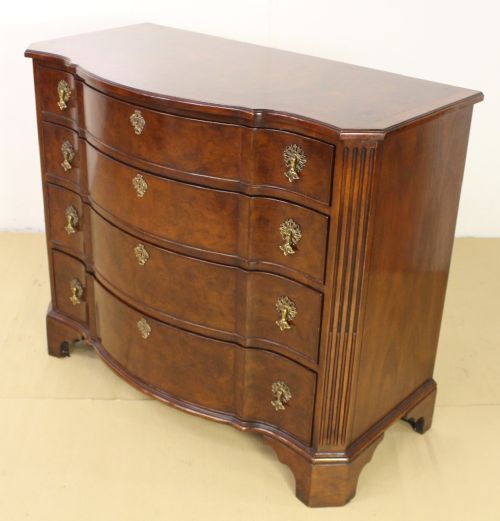 Burr Walnut Serpentine Fronted Chest of Drawers