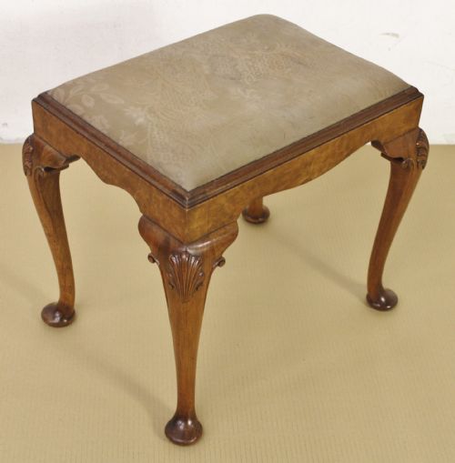 Queen Anne Style Burr Walnut Stool