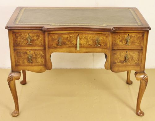 Queen Anne Style Burr Walnut Writing Table