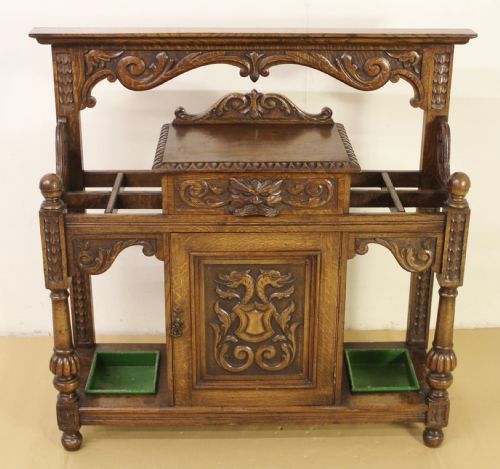 Carved Oak Hall Stand