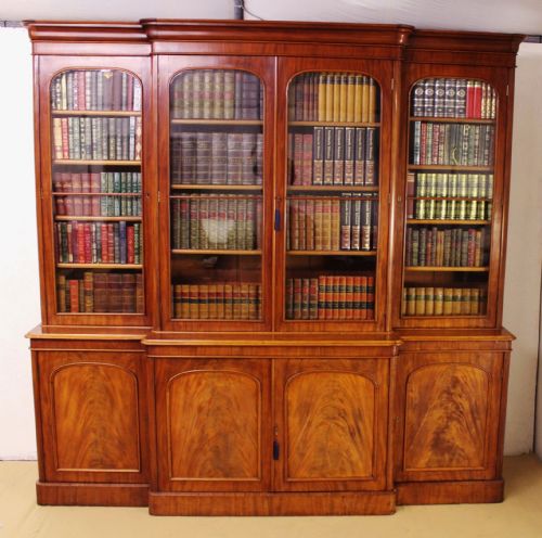 Victorian Mahogany Breakfront Library Bookcase