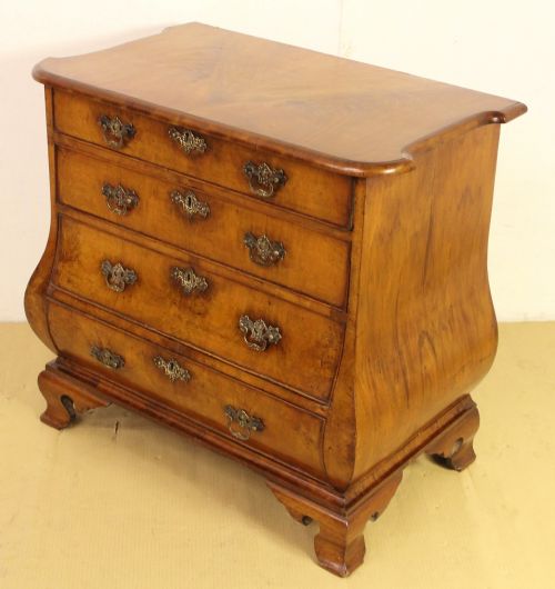 Burr Walnut Dutch Bombe Chest of Drawers