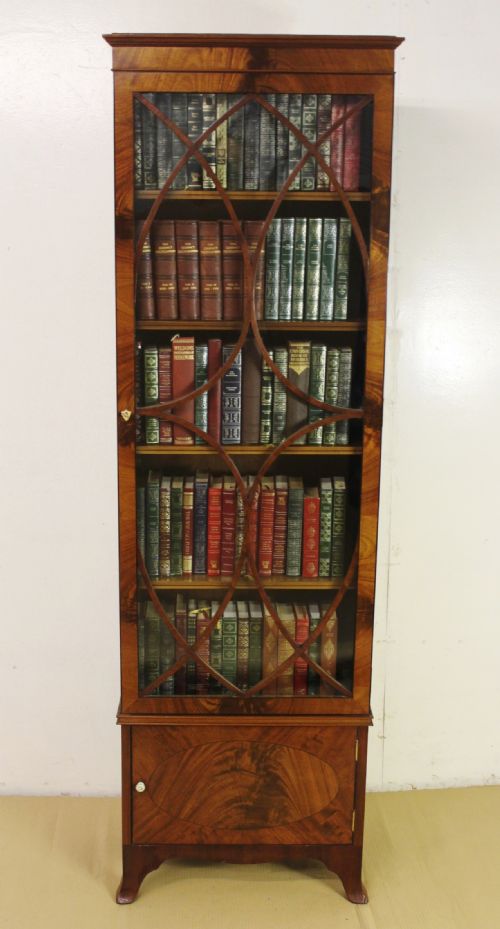 Slender Edwardian Flame Mahogany Bookcase