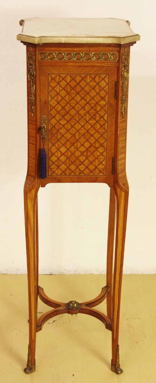 French Marble Topped Satinwood Cabinet