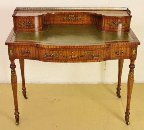 Satinwood Writing Desk with Painted Decoration