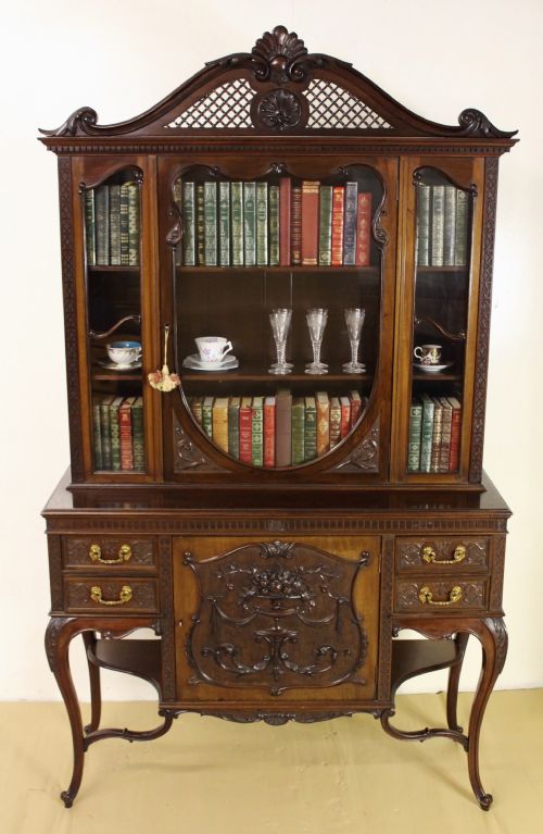 Victorian Carved Mahogany Parlour Cabinet