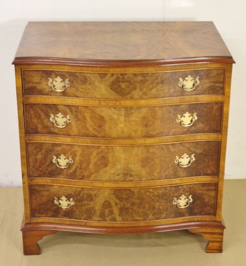 Burr Walnut Serpentine Fronted Chest of Drawers