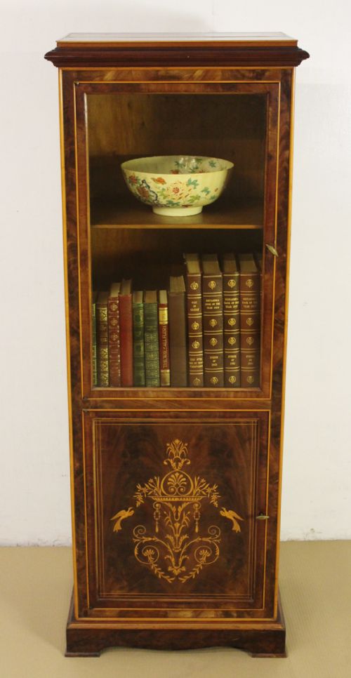 Inlaid Mahogany Slender Bookcase