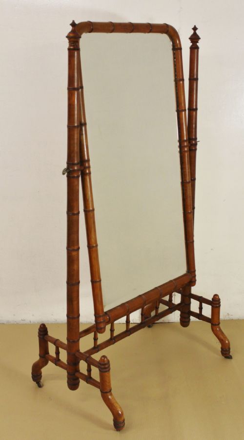 Victorian Faux Bamboo Cheval Mirror