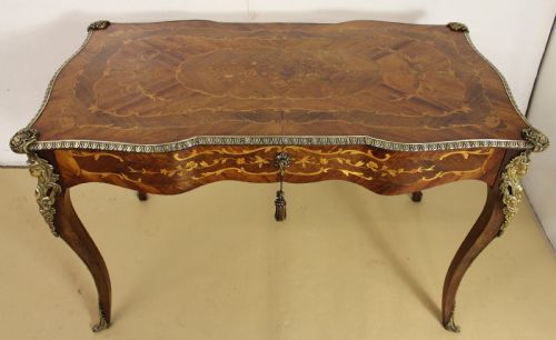 French Rosewood Marquetry Bureau Plat
