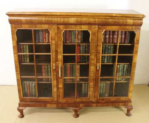 Burr Walnut Glazed Bookcase