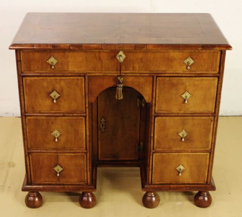 George II Style Burr Walnut Kneehole Desk