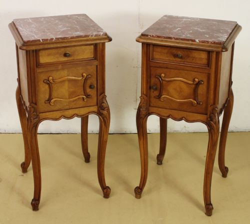 Pair of French Walnut Bedside Cupboards