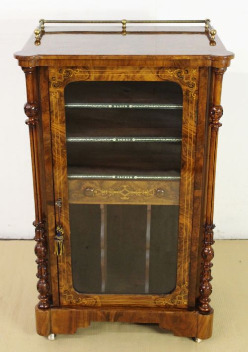 Victorian Inlaid Burr Walnut Music Cabinet