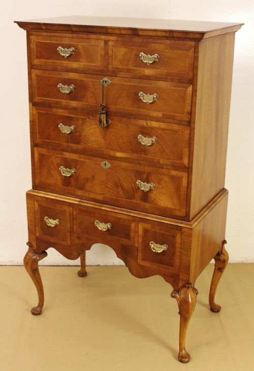 Burr Walnut Chest on Stand or Tallboy