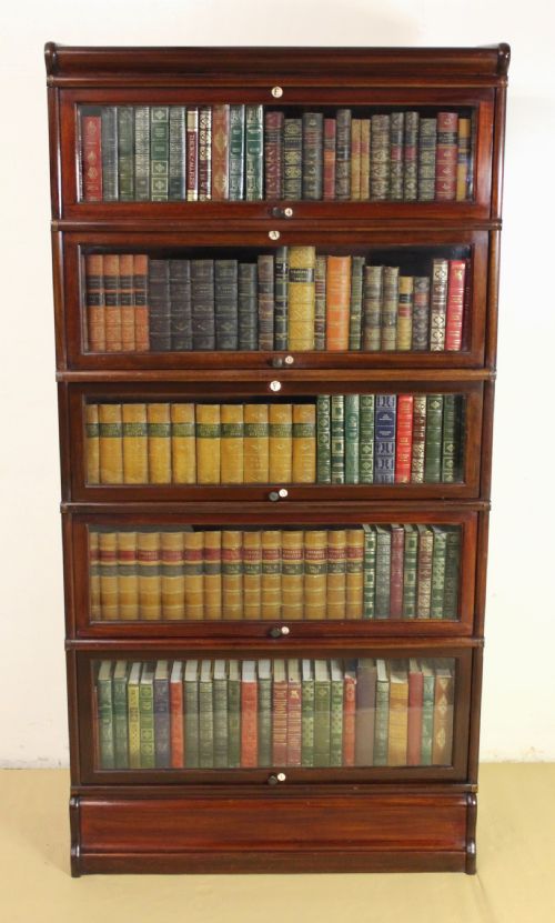 Five Section Mahogany Globe Wernicke Bookcase
