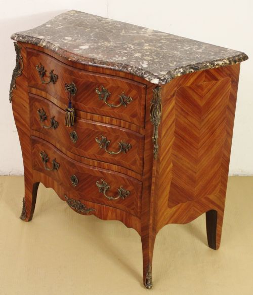 French Kingwood Bombe Marble Topped Commode