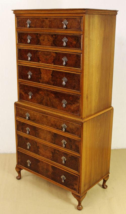 Burr Walnut Chest on Chest