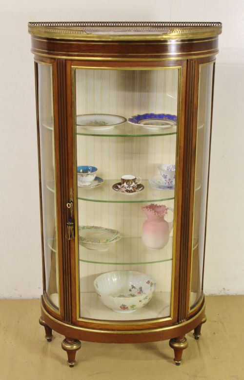 Mahogany and Brass Inlaid French Vitrine