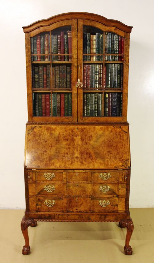 Burr Walnut Bureau Bookcase