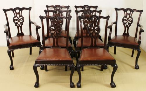Set of 8 Mahogany Chippendale Style Dining Chairs