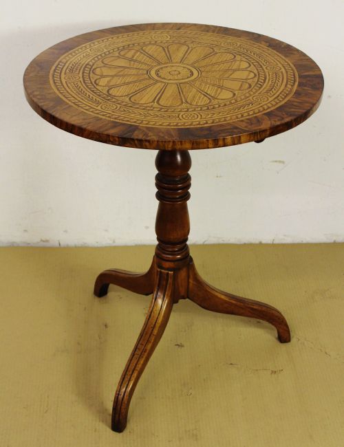 Inlaid Walnut Tripod Occasional Table