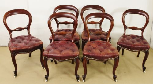 London Quality Set of 6 Victorian Mahogany Dining Chairs