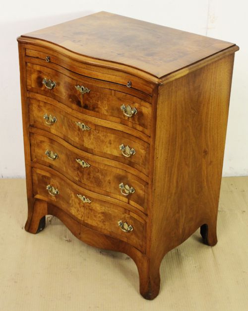Burr Walnut Serpentine Bachelors Chest of Drawers