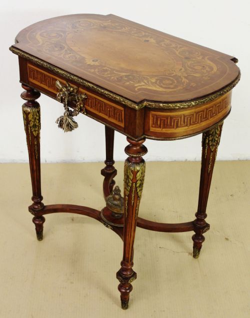 French Marquetry Inlaid Work Table