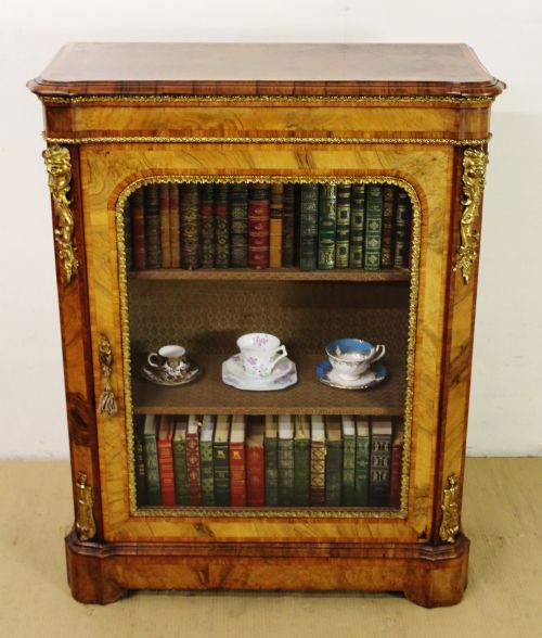 Victorian Inlaid Burr Walnut Pier Cabinet