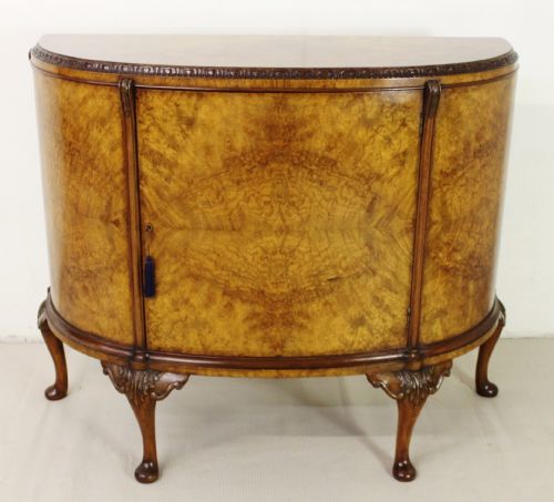 Burr Walnut Half Moon Commode
